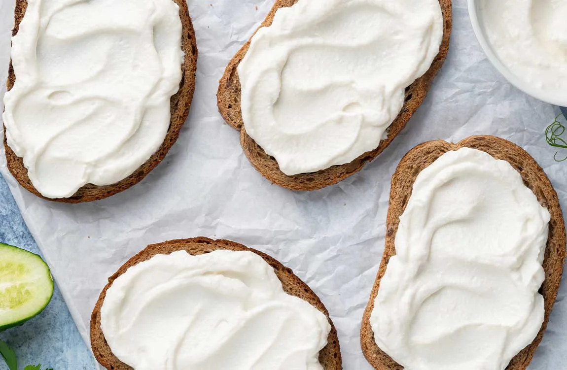 cream cheese spread on bread