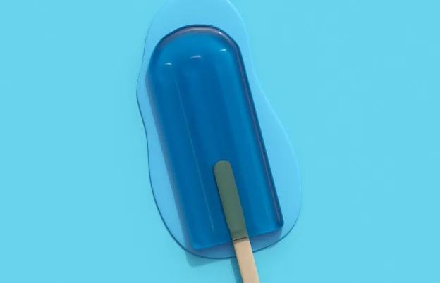 melting blue ice pop