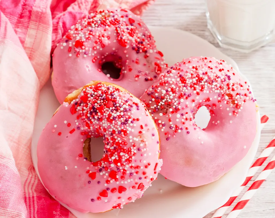 pink frosted donuts
