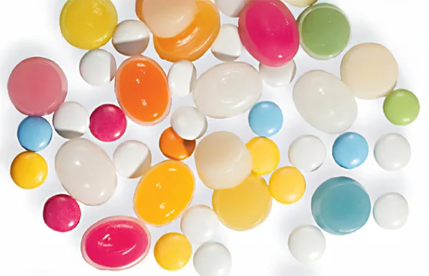 clear and colored hard candies