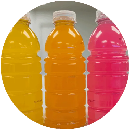 pink yellow and orange sports drinks