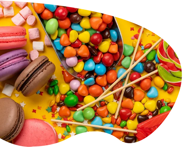 colorful candies and macaroons