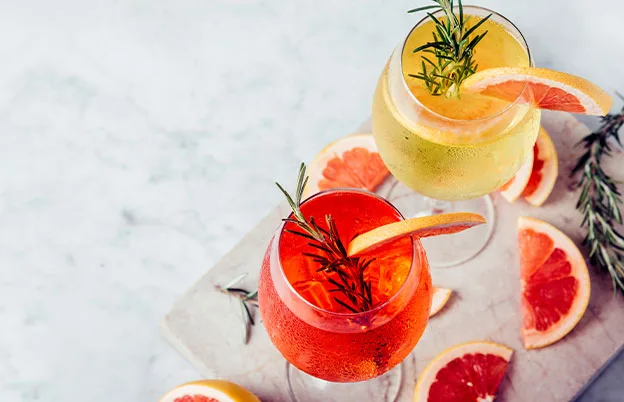 red and yellow cocktails