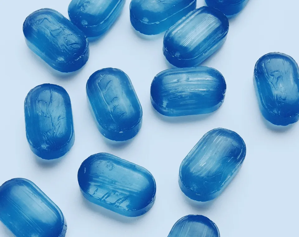hard-boiled blue candy