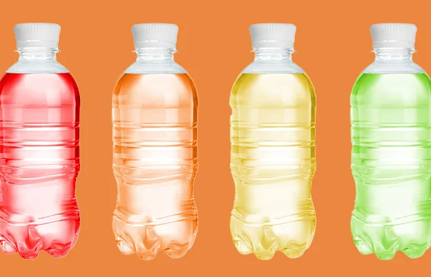 colorful drinks in plastic bottles