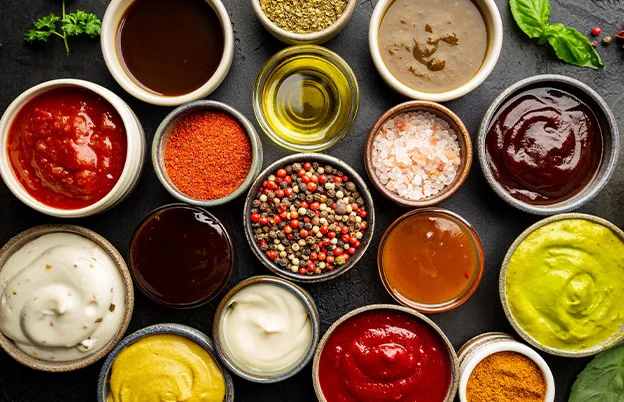 assorted dips and sauces