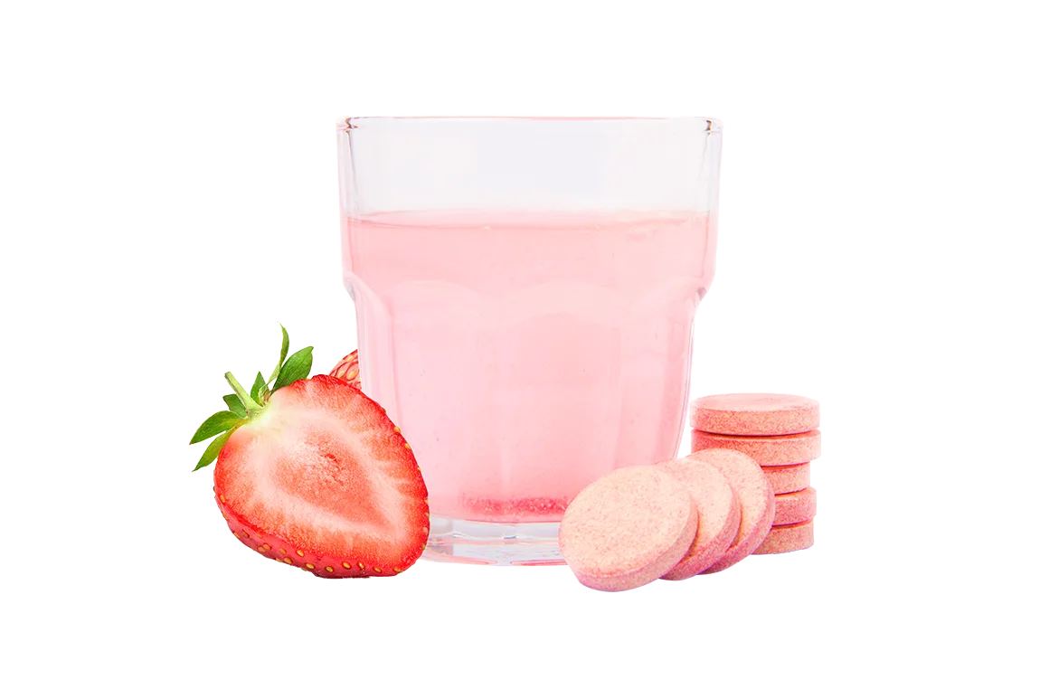 Strawberries Effervescent Tablet With Drink