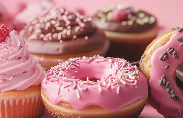 pink frosted donuts and cupcakes