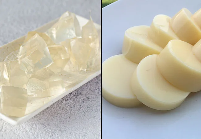different clear gelatins