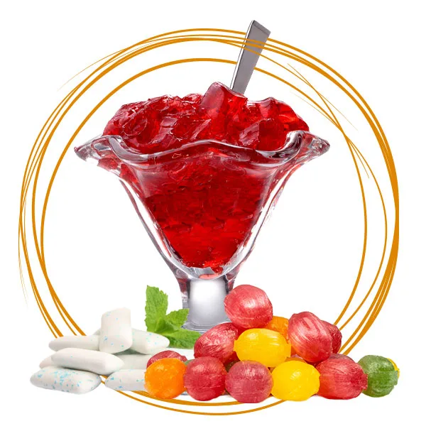 jelly dessert with lozanges and gum