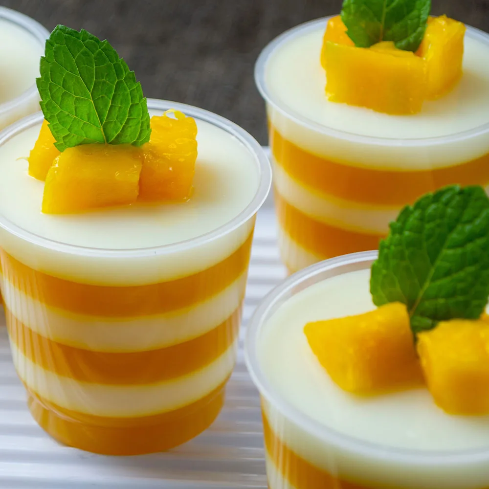 layered jelly sweets with white and orange layers
