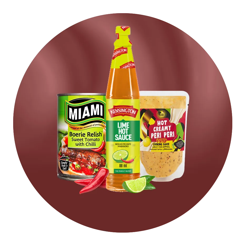 spicy hot sauces and sauce packets