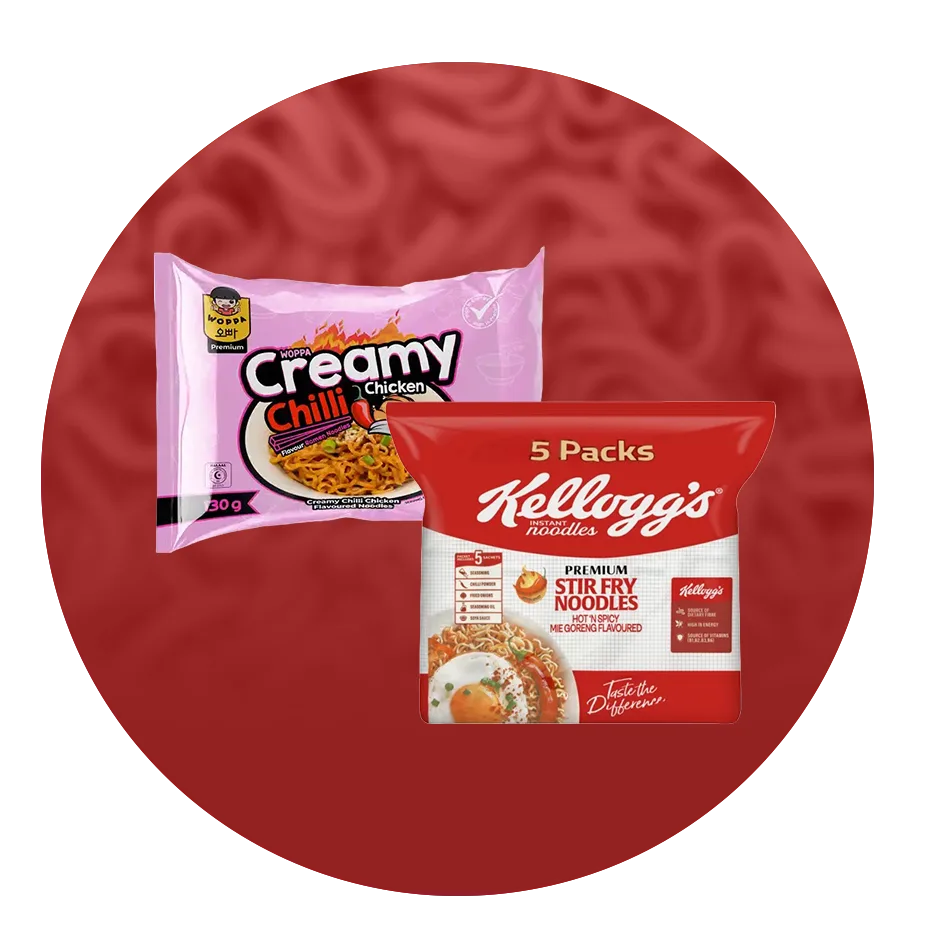 spicy flavored noodles, korean noodles
