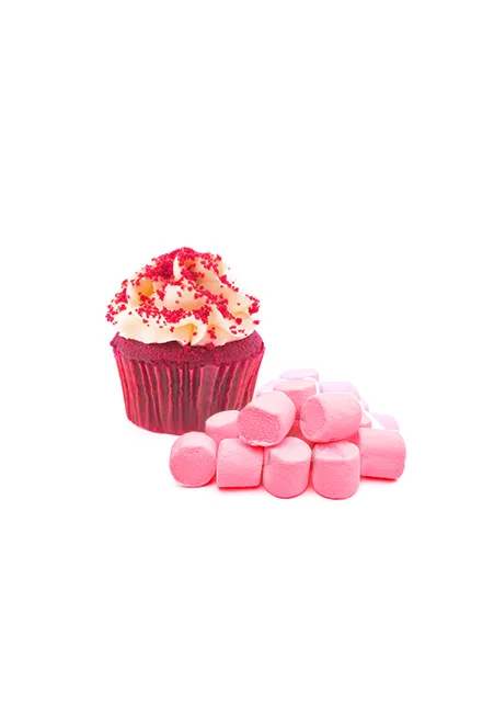 pink cupcake and marshmallows