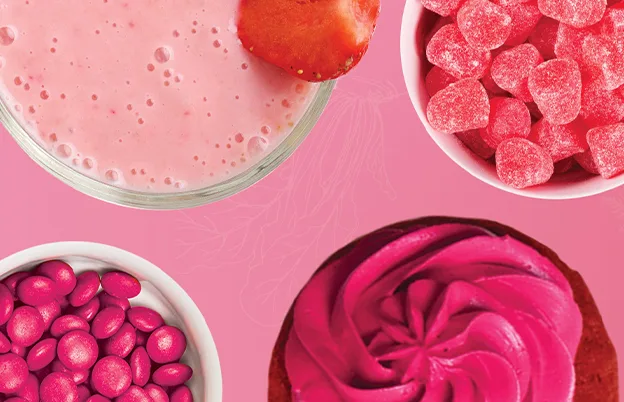 red and pink milkshake, candy, cupcake