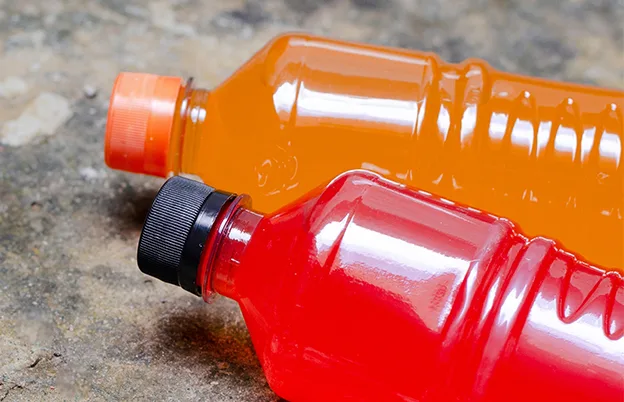 orange and red sports drinks