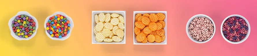 assorted bowls of colorful foods and snacks