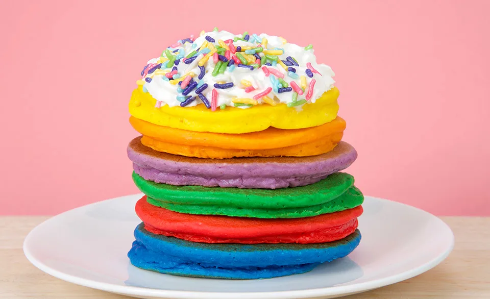 rainbow colored pancakes