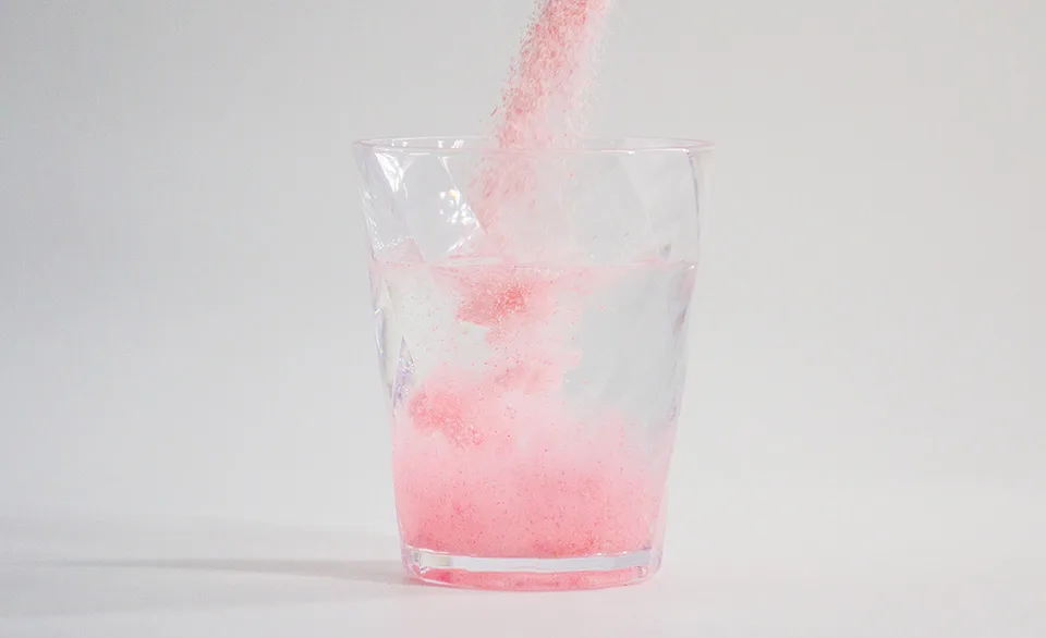 pink powder in drink