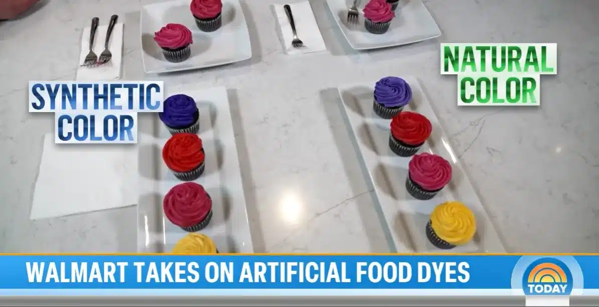 Today Show graphic showing Walmart cupcakes in Synthetic and Natural Colors