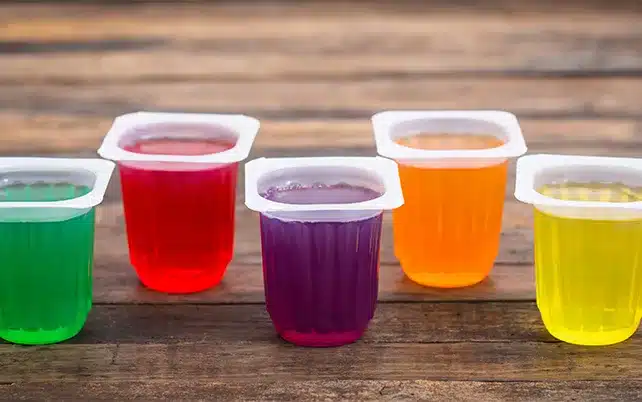 colorful gelatin cups