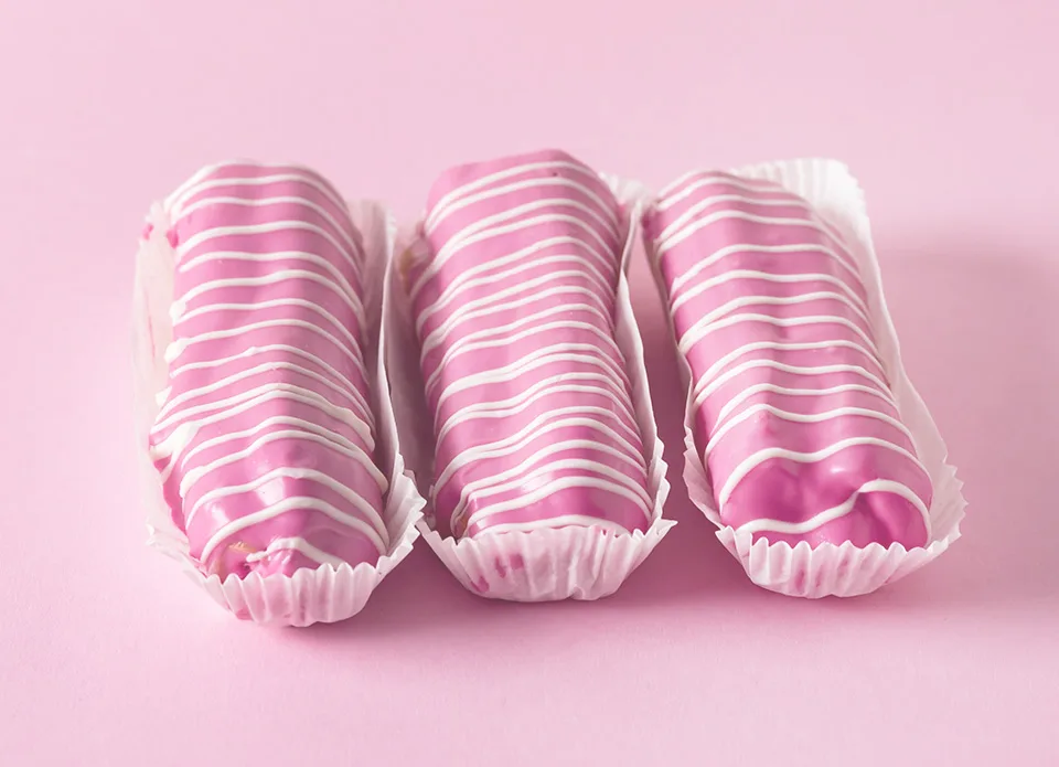 pink chocolate covered desserts