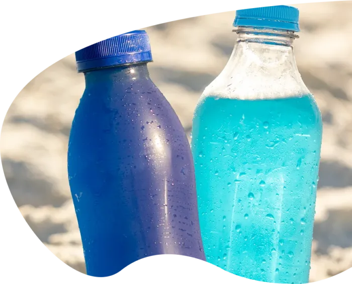 bright blue drinks on the beach