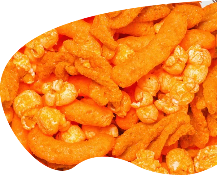 orange powder coated chips and snacks