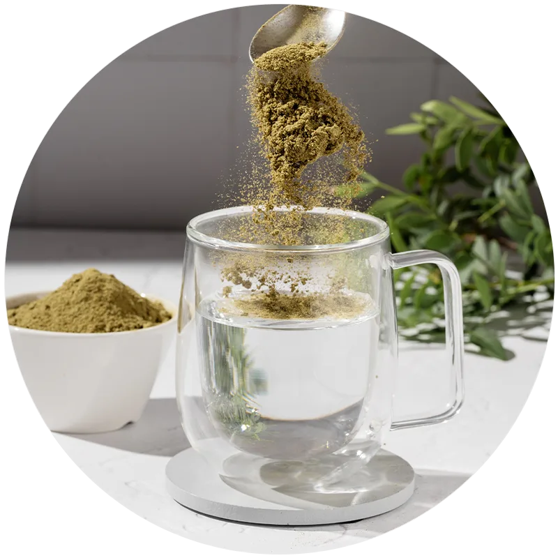 green powdered beverage mix