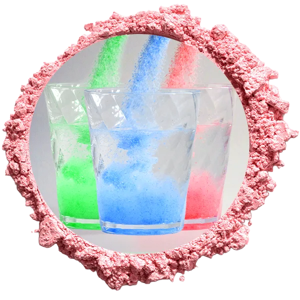 different colored powdered drink mixes