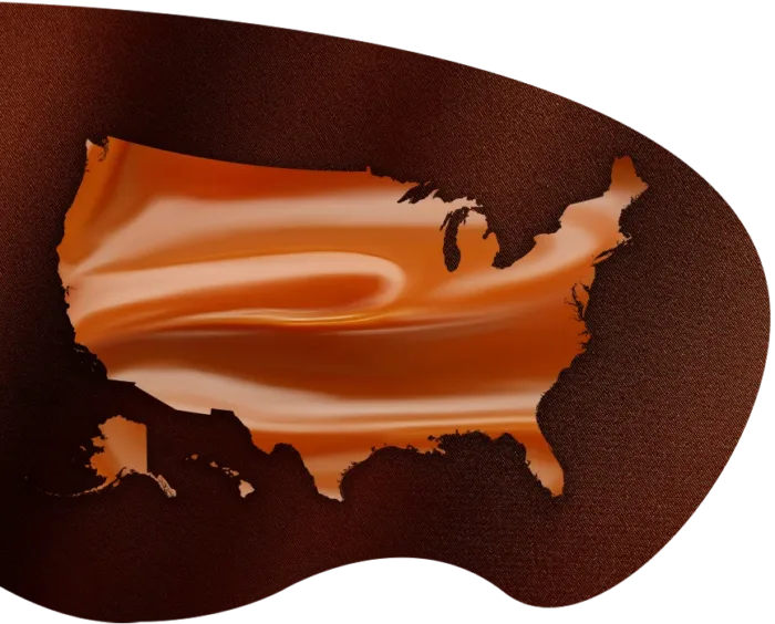 usa map made of caramel