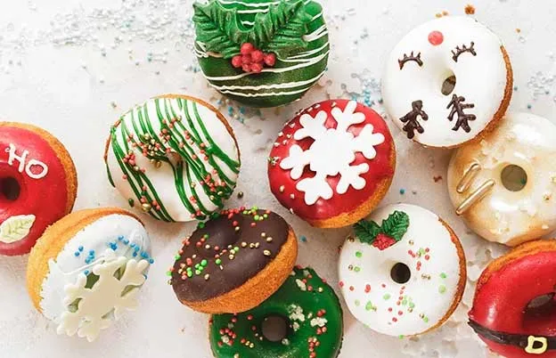 Holiday Donuts Colorful Frosting