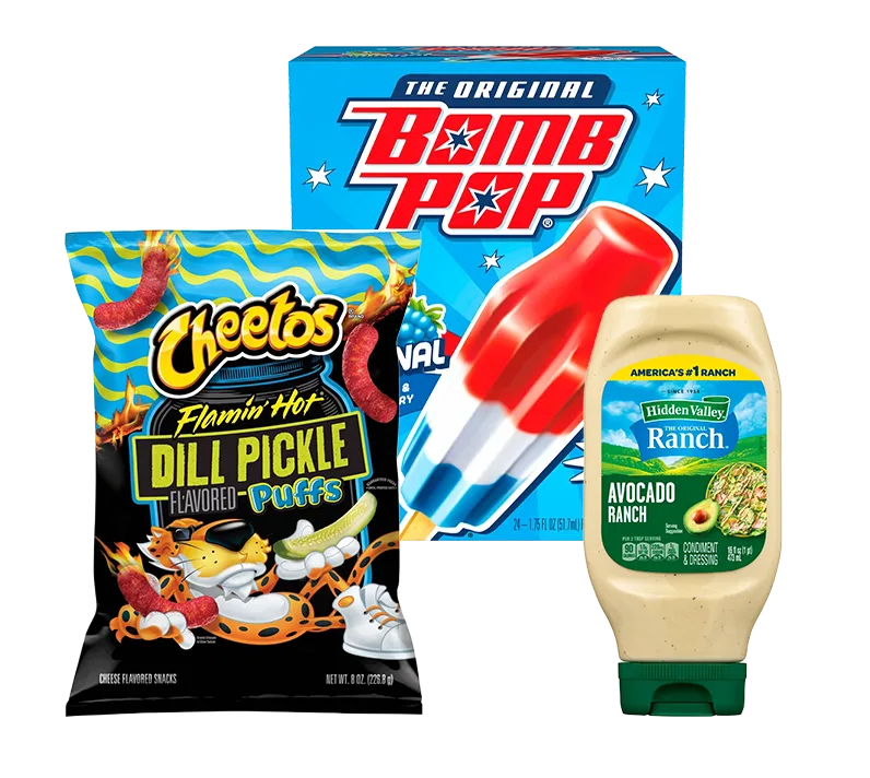 cheetos, rocket pops, and ranch dressing