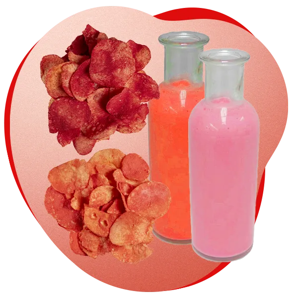 collage of red chips and red drinks